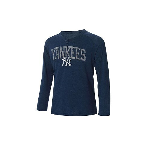 Concepts Sport Mens Navy New York Yankees Inertia Raglan Long Sleeve Henley T-shirt