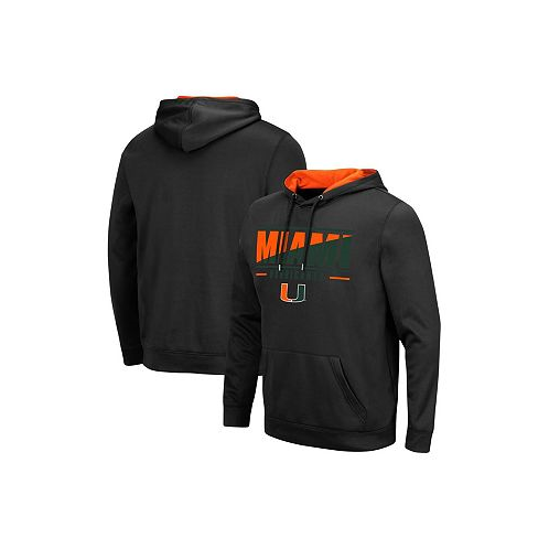 Colosseum Mens Black Miami Hurricanes Slash Stack 2.0 Pullover Hoodie