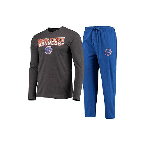 Concepts Sport Mens Royal and Heathered Charcoal Boise State Broncos Meter Long Sleeve T-shirt and Pants Sleep Set