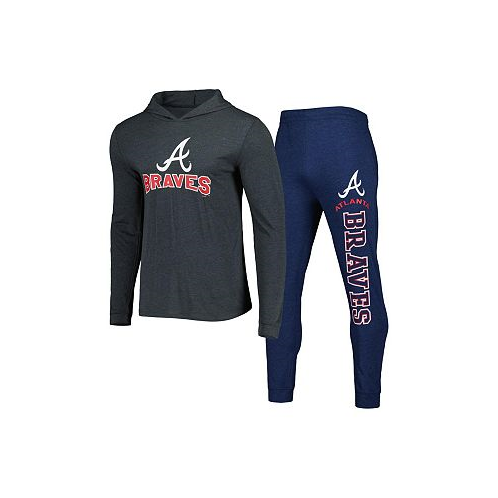 Concepts Sport Mens Navy and Charcoal Atlanta Braves Meter Hoodie and Joggers Set