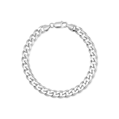Macys Mens Curb Chain Bracelet in Sterling Silver