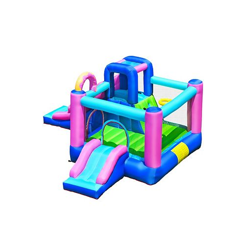 Costway Inflatable Bounce Castle Dual Slides Jumping Bouncer w/ Climbing Wall