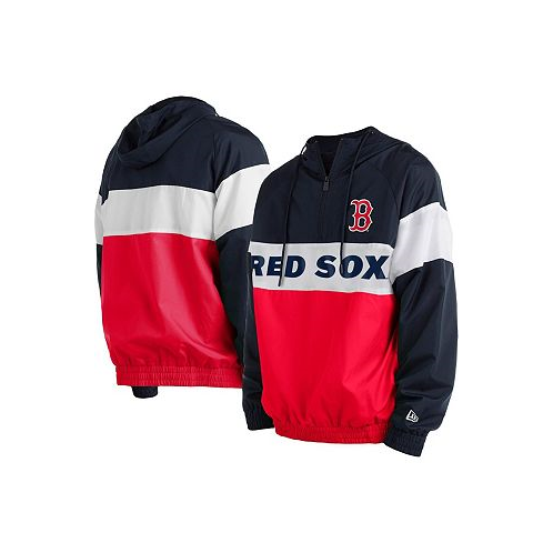 New Era Mens Red Boston Red Sox Raglan Quarter-Zip Hoodie