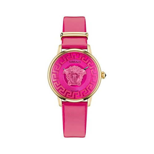 Versace Womens Swiss Medusa Alchemy Pink Leather Strap Watch 38mm