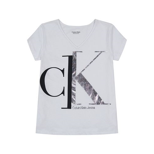 Calvin Klein Big Girls Foil Monogram V-Neck T-shirt