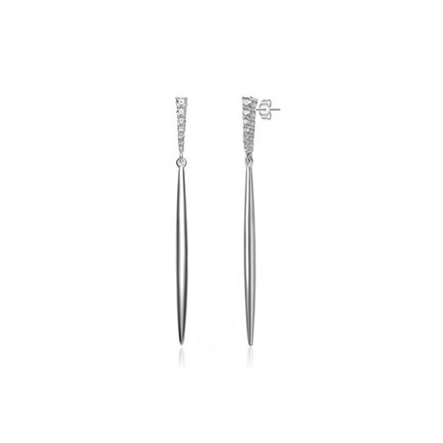 Genevive Sterling Silver Cubic Zirconia Icicle Spike Dangle Earrings