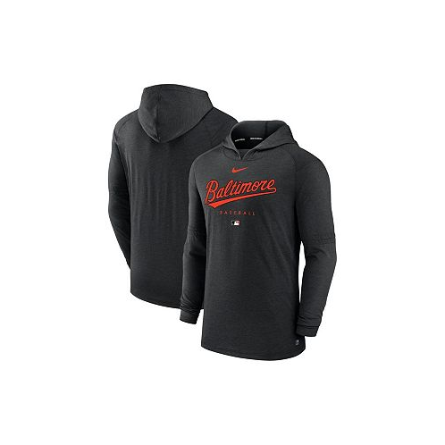 Nike Mens Heather Black Baltimore Orioles Authentic Collection Early Work Tri-Blend Performance Pullover Hoodie