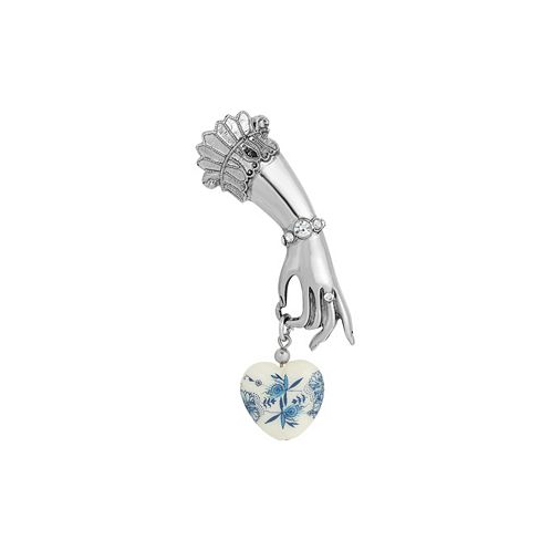 2028 Glass Blue Heart Charm Ladies Hand Pin