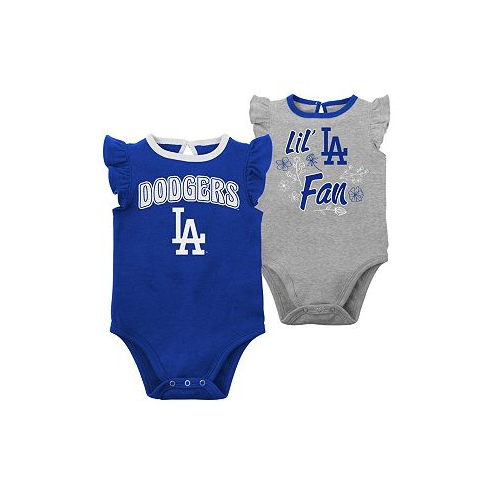 Outerstuff Infant Boys and Girls Royal and Heather Gray Los Angeles Dodgers Little Fan Two-Pack Bodysuit Set