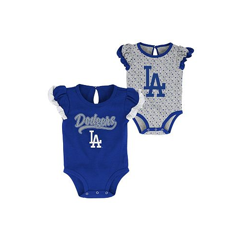 Outerstuff Newborn and Infant Boys and Girls Royal Heathered Gray Los Angeles Dodgers Scream and Shout Two-Pack Bodysuit Set