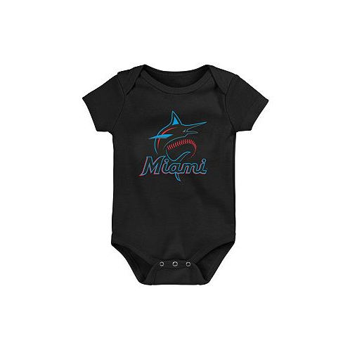 Outerstuff Newborn and Infant Boys and Girls Black Miami Marlins Primary Team Logo Bodysuit