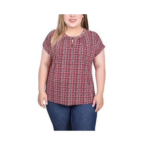 NY Collection Plus Size Extended Sleeve Top with Grommets