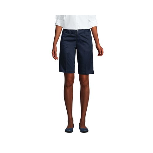 Lands End Womens School Uniform Plain Front Blend Chino Shorts
