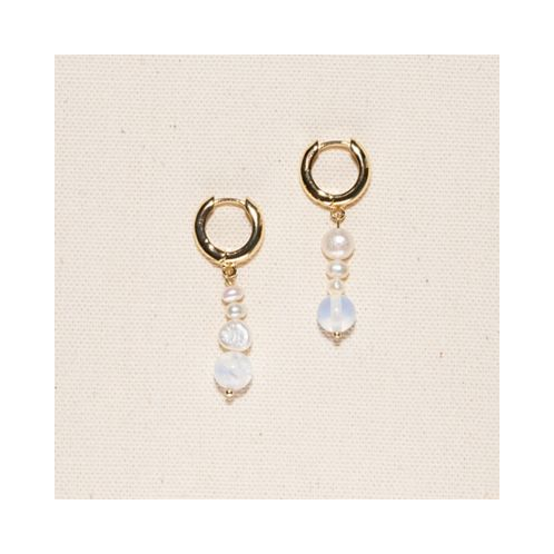 Joey Baby 18K Gold Plated Freshwater Pearl with Moonstone - Emi Earrings For Women