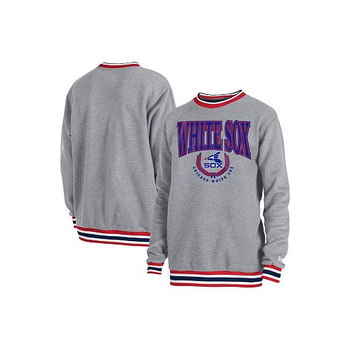 New Era Mens Heather Gray Chicago White Sox Throwback Classic Pullover Sweatshirt