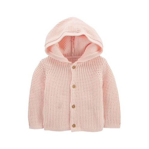 Carters Baby Girls Hooded Button Down Long Sleeved Cardigan
