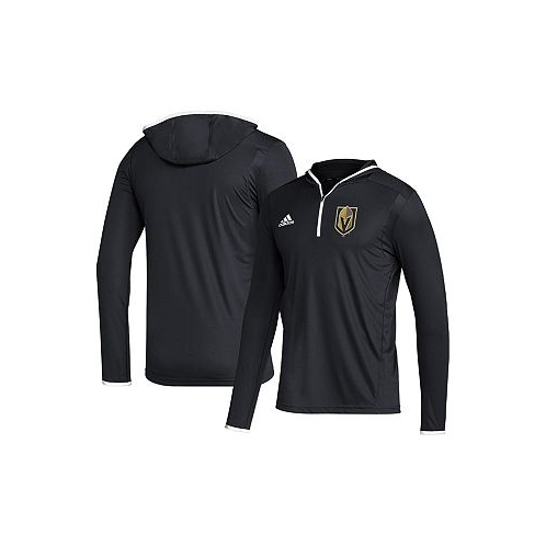 Adidas Mens Black Vegas Golden Knights Team Long Sleeve Quarter-Zip Hoodie T-shirt