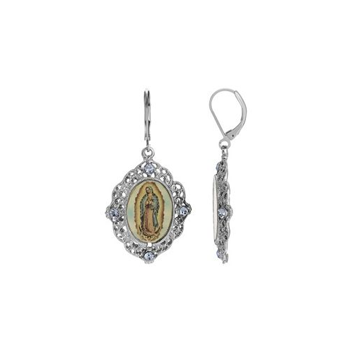 2028 Enamel Crystal Our Lady of Guadalupe Drop Earrings