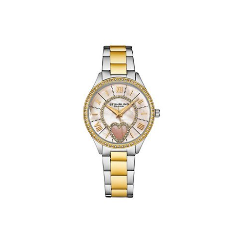 Stuhrling Womens Symphony Gold-Tone Stainless Steel Mother of Pearl Dial 45mm Round Watch