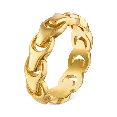 Bulova Mens Link Ring in 14k Gold-Plated Sterling Silver