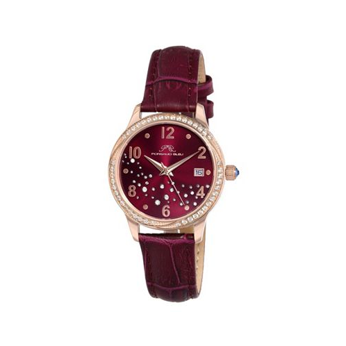 Porsamo Bleu Womens Ruby Genuine Leather Band Watch 1141ERUL