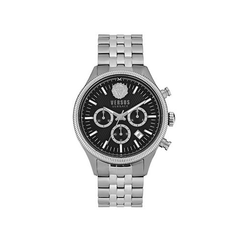 Versus Versace Mens Chronograph Date Quartz Colonne Silver-Tone Stainless Steel Bracelet 44mm