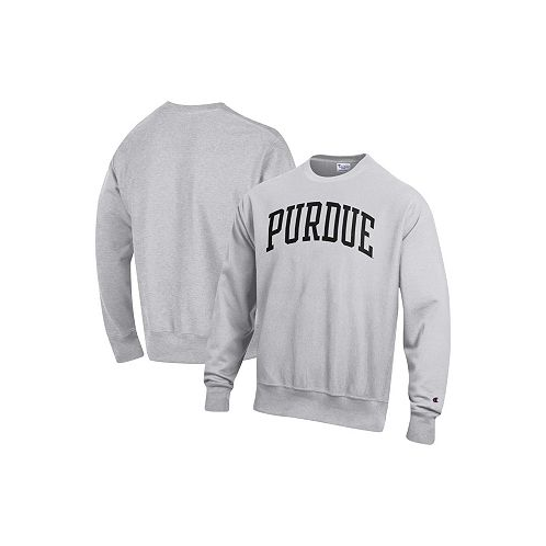 Champion Mens Heathered Gray Purdue Boilermakers Arch Reverse Weave Pullover Sweatshirt