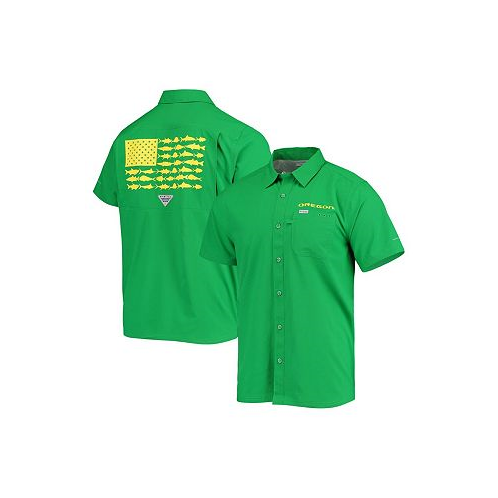 Columbia Mens PFG Green Oregon Ducks Slack Tide Camp Button-Up Shirt