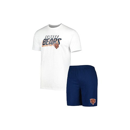 Concepts Sport Mens Navy White Chicago Bears Downfield T-shirt and Shorts Sleep Set