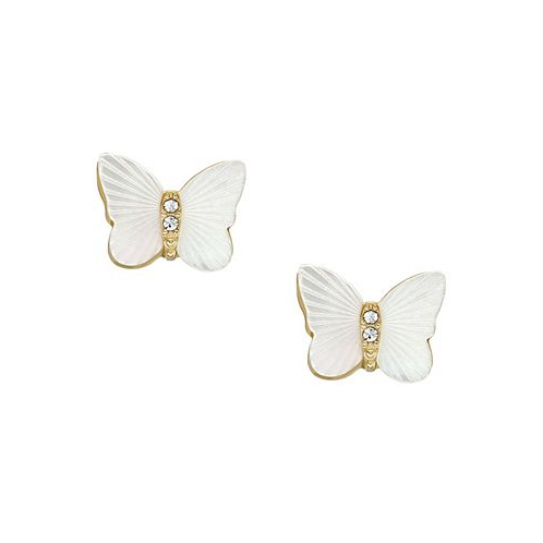 Fossil White Mother of Pearl Radiant Wings Stud Butterfly Earrings
