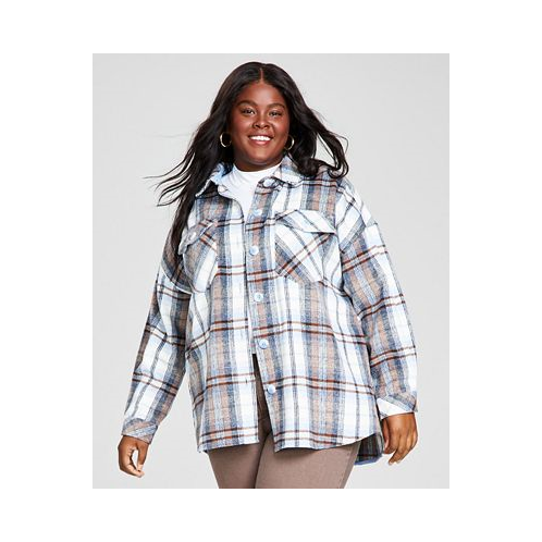And Now This Trendy Plus Size Plaid-Print Shacket