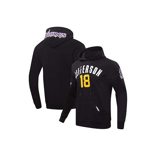 Pro Standard Mens Justin Jefferson Black Minnesota Vikings Player Name and Number Pullover Hoodie