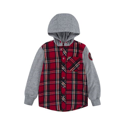 Levis Toddler Boys Flannel Plaid Long Sleeve Hooded Shacket