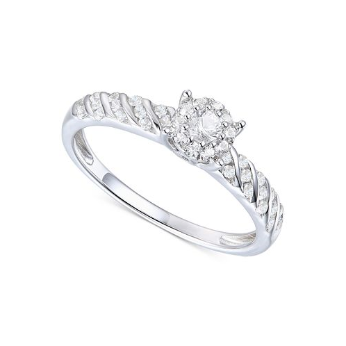 Promised Love Diamond Halo Cluster Ring (1/3 ct. t.w.) in Sterling Silver
