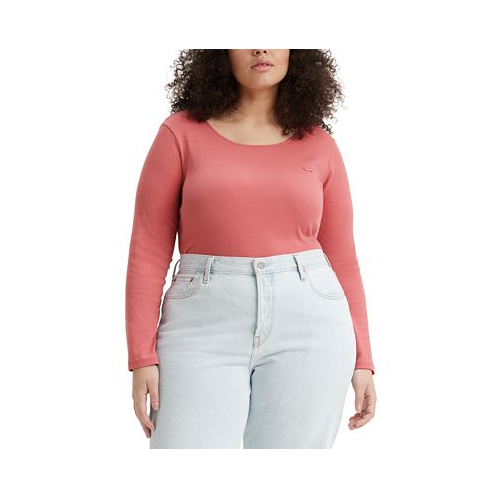 Levis Plus Size Scoop-Neck Ribbed Long-Sleeve Top