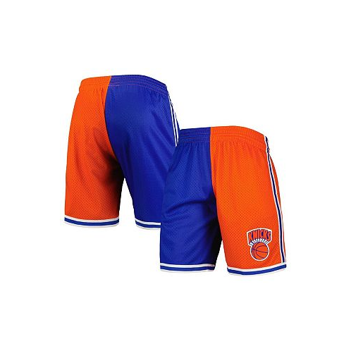 Mitchell & Ness Mens Blue Orange New York Knicks Hardwood Classics 1991 Split Swingman Shorts