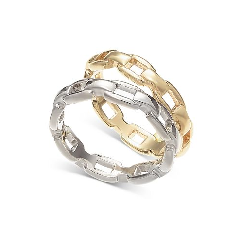 On 34th Two-Tone 2-Pc. Set Chain Link Stack Rings