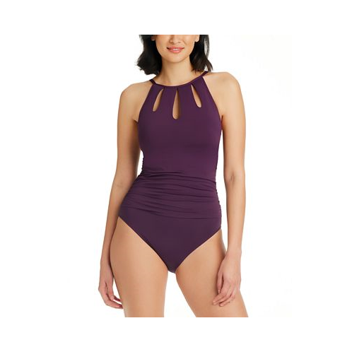 Bleu by Rod Beattie Womens Get the Look High-Neck One-Piece Swimsuit