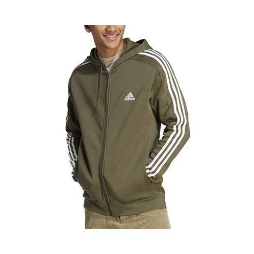 Adidas Mens Essentials 3-Stripes Regular-Fit Full-Zip Fleece Hoodie Regular & Big & Tall
