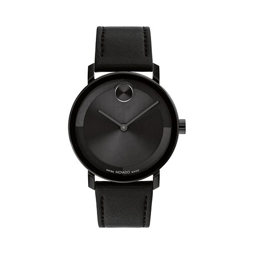 Movado Mens Bold Evolution 2.0 Swiss Quartz Black Leather Watch 40mm