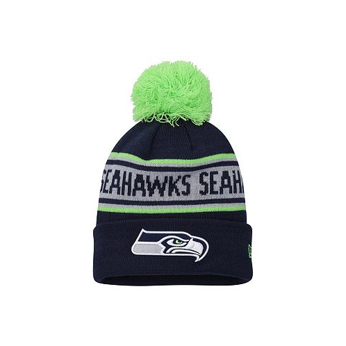 New Era Big Boys and Girls College Navy Seattle Seahawks Repeat Cuffed Knit Hat with Pom