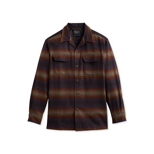 Pendleton Mens Original Standard-Fit Ombre Stripe Button-Down Wool Board Shirt