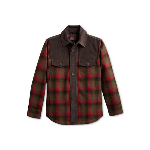 Pendleton Mens Timberline Mixed-Media Plaid Water-Resistant Shirt Jacket