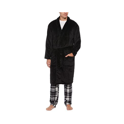 Perry Ellis Portfolio Mens Herringbone Textured Fleece Robe