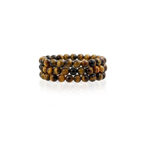Bling Jewelry Set Of 3 Brown Tiger Eye Round Bead 8MM Stretch Bracelet For Women Teen For Men Multi Strand Stackable Adjustable