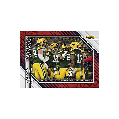 Panini America Aaron Rodgers Green Bay Packers Parallel Instant NFL Week 14 Rodgers Leads Packers to Comeback Win Behind 4 TD Passes Single Trading Card - Limited Edition of 99