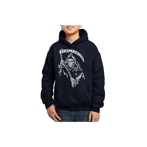 LA Pop Art Child Boys Word Art Hooded Sweatshirt - Grim Reaper