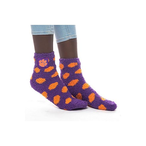 ZooZatz Womens Clemson Tigers Fuzzy Dot Ankle Socks