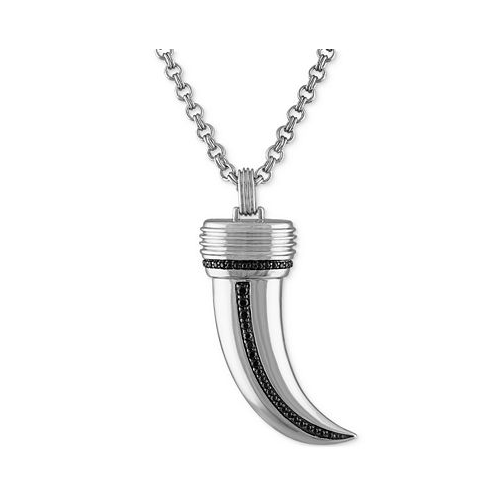Esquire Mens Jewelry Black Spinel Horn 22 Pendant Necklace (3/8 ct. t.w.) in Sterling Silver
