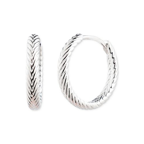 Ralph Lauren Herringbone-Look Huggie Hoop Earrings in Sterling Silver 0.64